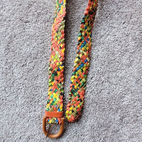 The Ritz Woven Fabric Belt M/L Adjustable Brown Buckle Vintage Taiwan - Picture 12 of 13